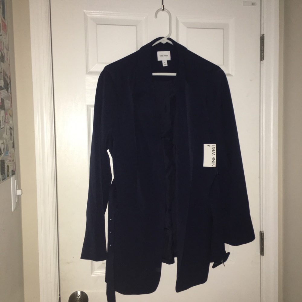 Nine West Navy Belted Blazer